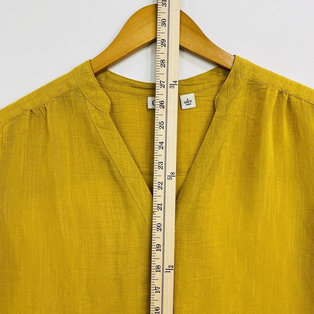 Cato Womens Blouse Top Small Yellow Cap Sleeve V-Neck Button-up - Picture 7 of 9